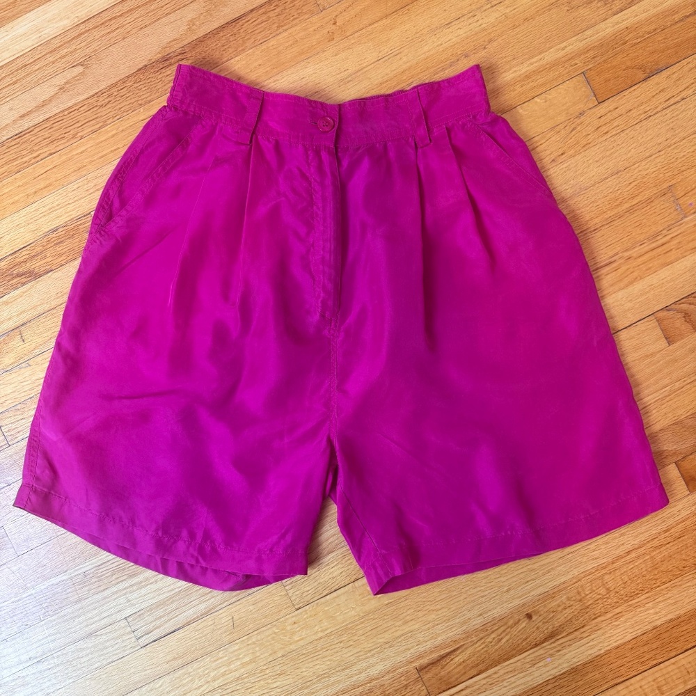 💗 Vintage 90s Pink Silk High-Waisted Shorts